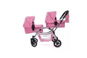 Image of Roma Darcie Twin Dolls Pram - Pink