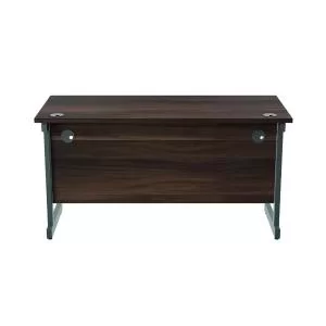 image of Jemini Single Rectangular Desk 1400x600x730mm Dark WalnutSilver