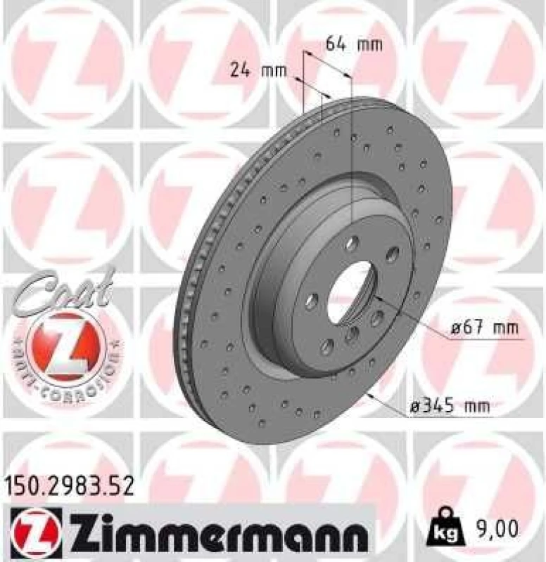 Image of ZIMMERMANN Brake disc ZIMMERMANN 150.2983.52