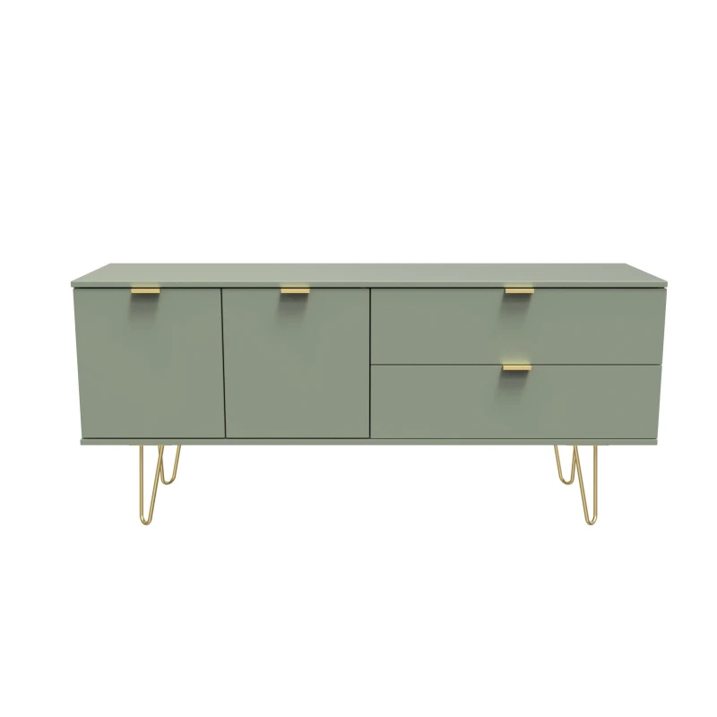 Image of Ready Assembled 2 U Fuji 2 Drawer 2 Door Wide Sideboard (Ready Assembled) Pale Green