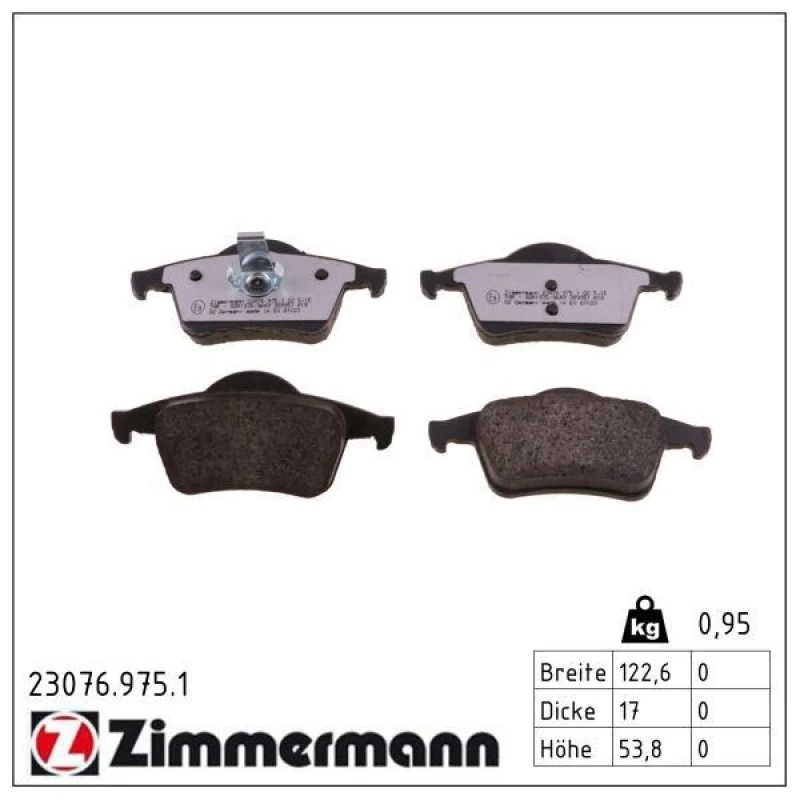 Image of ZIMMERMANN Brake pad set ZIMMERMANN 23076.975.1