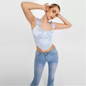 image of Missguided Tall Satin Corset Top - Blue