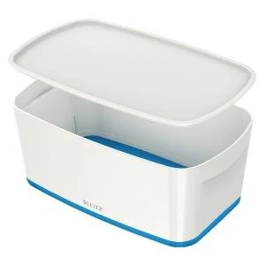 image of Leitz MyBox Small Storage Box With Lid WhiteBlue 52291036