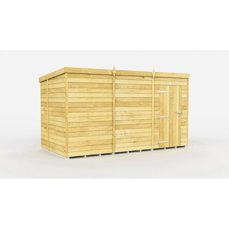 Image of Buttercup Farm 11 x 6 Feet Pent Shed - Single Door W/O Window - L178 x W329 x H201cm in Brown Brown Unisex