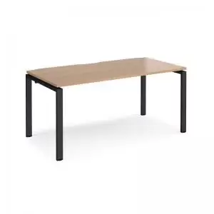 image of Adapt single desk 1600mm x 800mm - Black frame and beech top