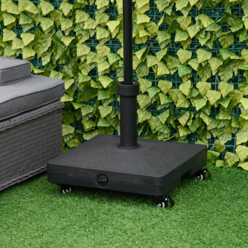 Image of Outsunny Sand or Water Filled Parasol Base w/ Wheels, Black 84D-150