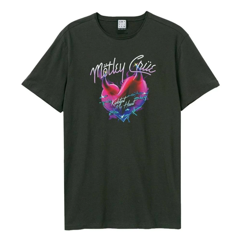Image of Amplified Mens Kickstart My Heart Motley Crue T-Shirt in Charcoal Size: XS Charcoal Male XS