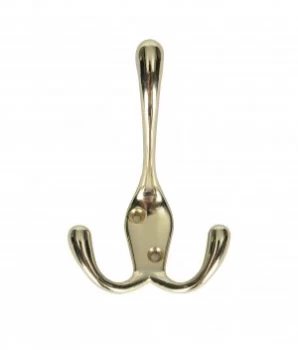 Image of Wickes Three Pronged Screwed Hook - Brass