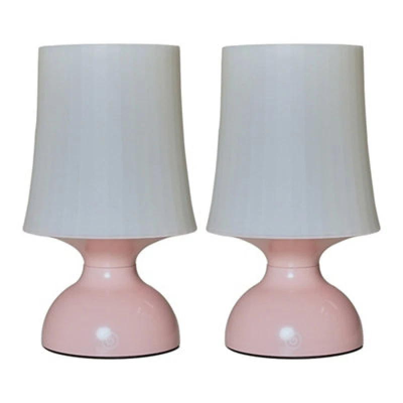 Image of ValueLights Colmar Pair of Pink Outdoor Table Lamp Pink unisex