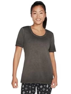 Image of Skechers Diamond Wash Hatha Scoop Neck Tunic Tee, Black Size M Women