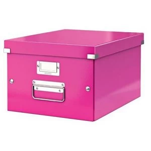 image of Leitz Click And Store Collapsible A4 Medium Storage Box Pink