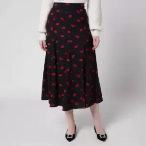 Image of Kate Spade New York Womens Lips Fluid Skirt - Black - UK 14