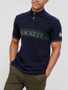 image of Hackett Heritage Large Logo Polo Shirt - Navy, Size L, Men