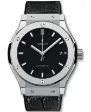 image of Hublot Classic Fusion 42mm Black Dial Black Leather Strap Mens Watch 542.NX.1171.LR 542.NX.1171.LR