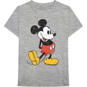 Image of Disney - Mickey Mouse Vintage Unisex Large T-Shirt - Grey