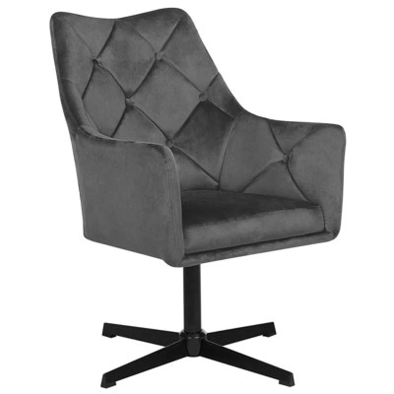 Image of Beliani Swivel Armchair Vaksala Velvet Dark Grey