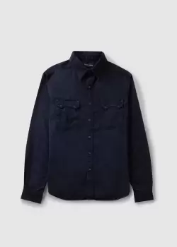 Replay Mens Sartoriale Slim Fit Denim Shirt In Black