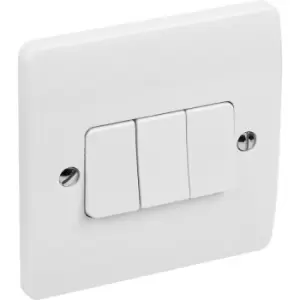 image of MK Light Switch 3 Gang 2 Way in White Plastic