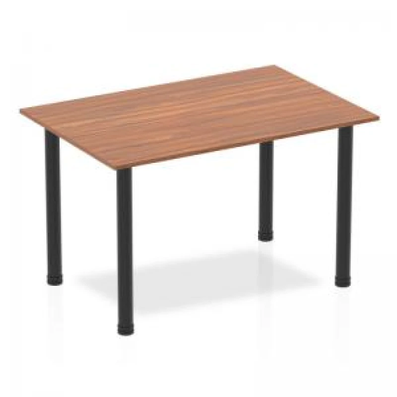 Image of Dynamic Impulse 1200mm Straight Table Walnut Top Black Post Leg BF00369