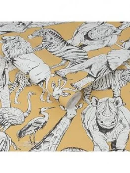 Image of Superfresco Easy Jungle Animals Jaune Wallpaper