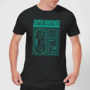 Image of Super Nintendo Entertainment System Blueprint T-Shirt - Black - XXL