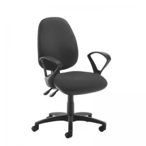 Image of Jota high back operator chair with fixed arms - Blizzard Grey