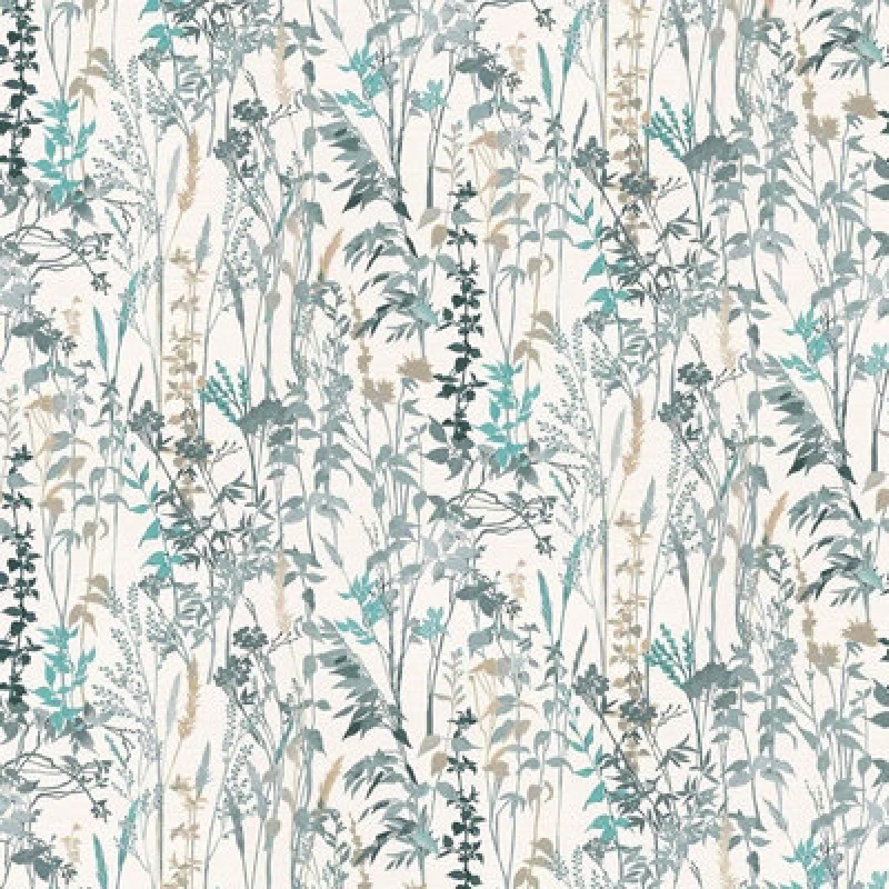 Image of Erismann Casual Chic Cottage Leaf Meadow Wallpaper White Blue Grey 10258-18