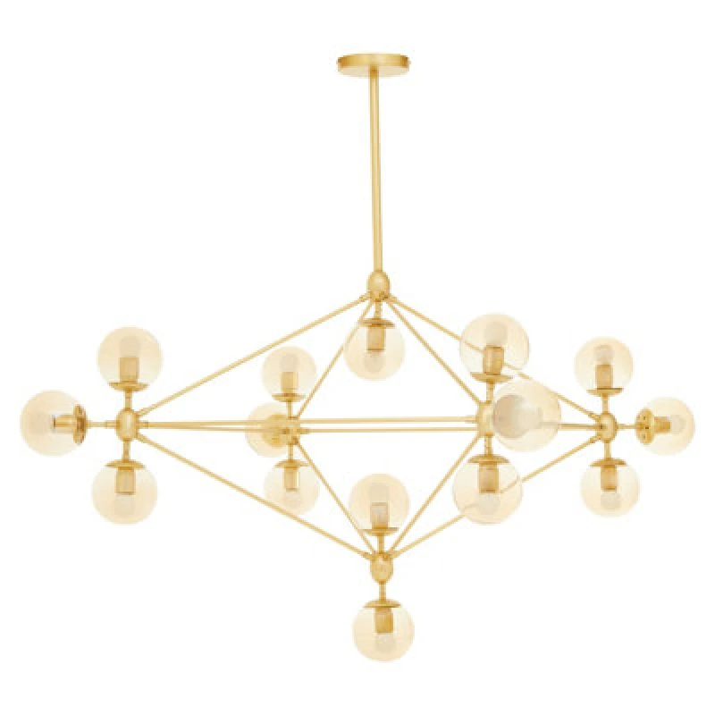 Image of Orsina Modern Fifteen Arm Gold Finish Pendant Light, Industrial Molecular Multi Bulb Ceiling Fixture, Chandelier