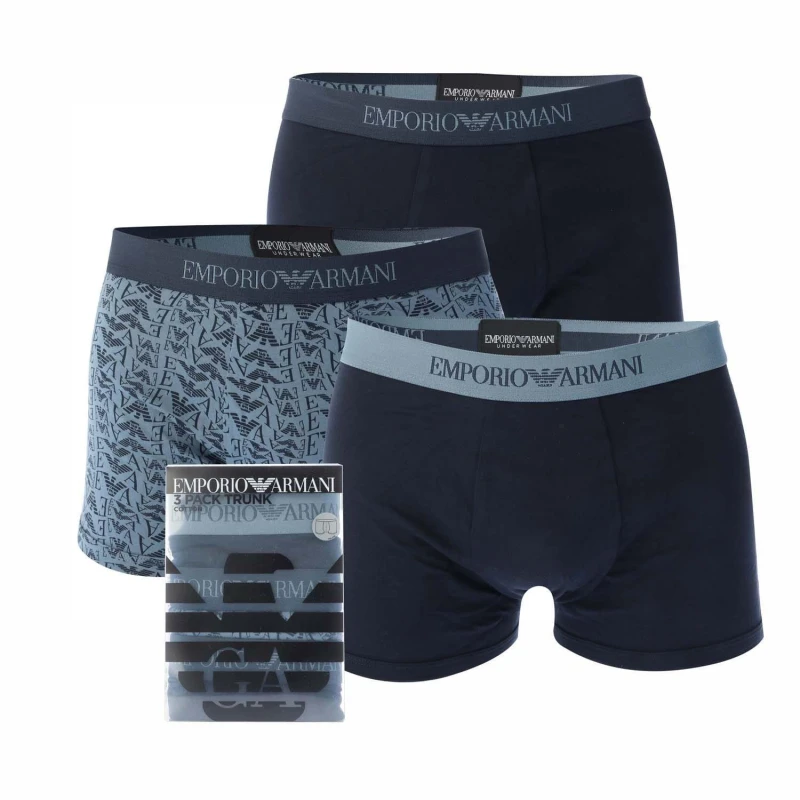 Image of Emporio Armani 3 Pack Trunks Marine/St Tempes/Marine S