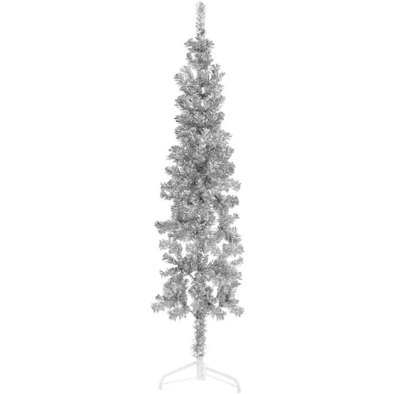 Image of VIDAXL Vidaxl - Slim Artificial Half Christmas Tree with Stand Silver 180cm 8720287000990