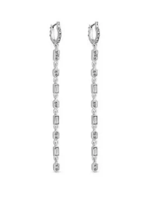 image of Lipsy Lipsy Silver Baguette Detail Fine Hoop Drop Earring