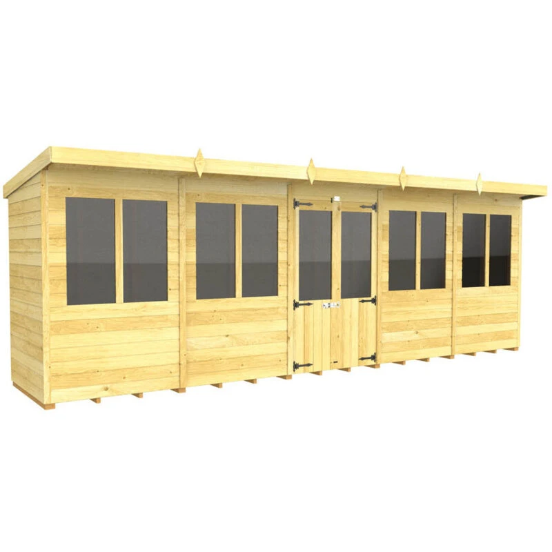 Image of Flat Pack Sheds DIY Sheds 20 x 4 Pent Summer House, Brown 20X4PSHFF