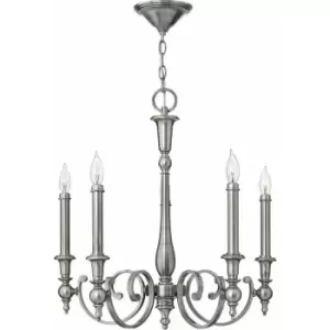 Image of 5 Bulb Chandelier Hanging Pendant LIght Antique Nickel LED E14 60W Bulb