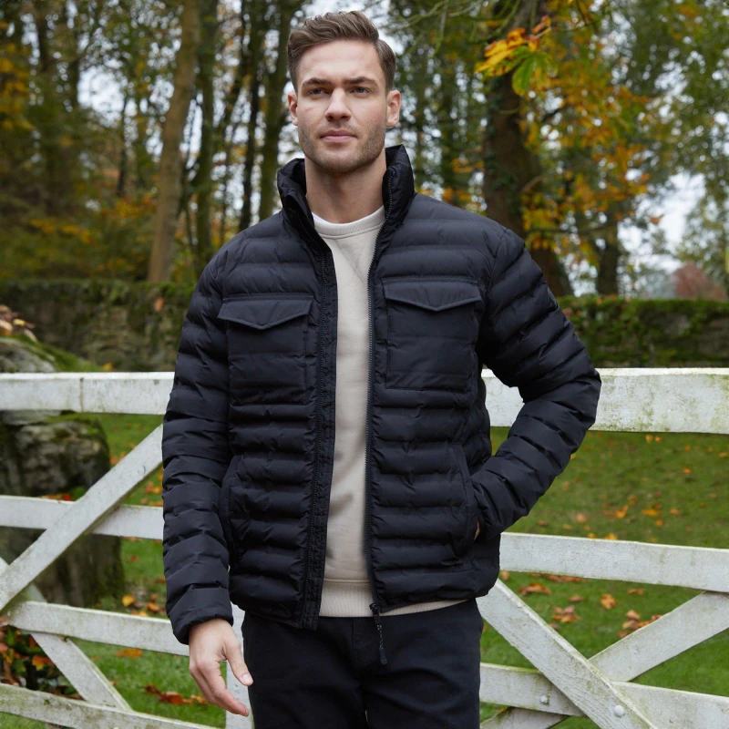 Image of Threadbare Funnel Neck Lightweight Puffer Jacket Black