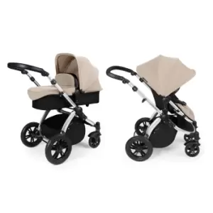 image of Ickle Bubba Stomp V3 2 In 1 Carrycot & Pushchair - Silver / Sand / Black