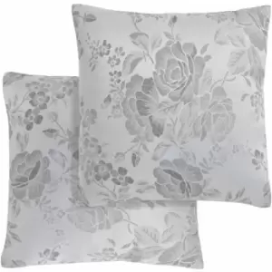 Image of Emma Barclay Grace Floral Jacquard Cushion Cover, Silver, 43 x 43 Cm