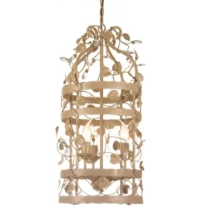 Michelan 3 Light Wire Frame Pendant Ceiling Light Beige Gold