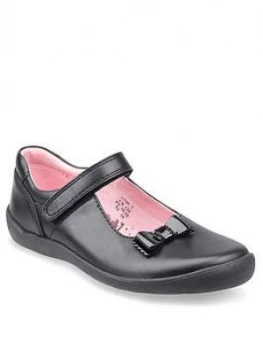 Image of Start-Rite Girls Giggle Bow Mary Jane School Shoes - Black Leather