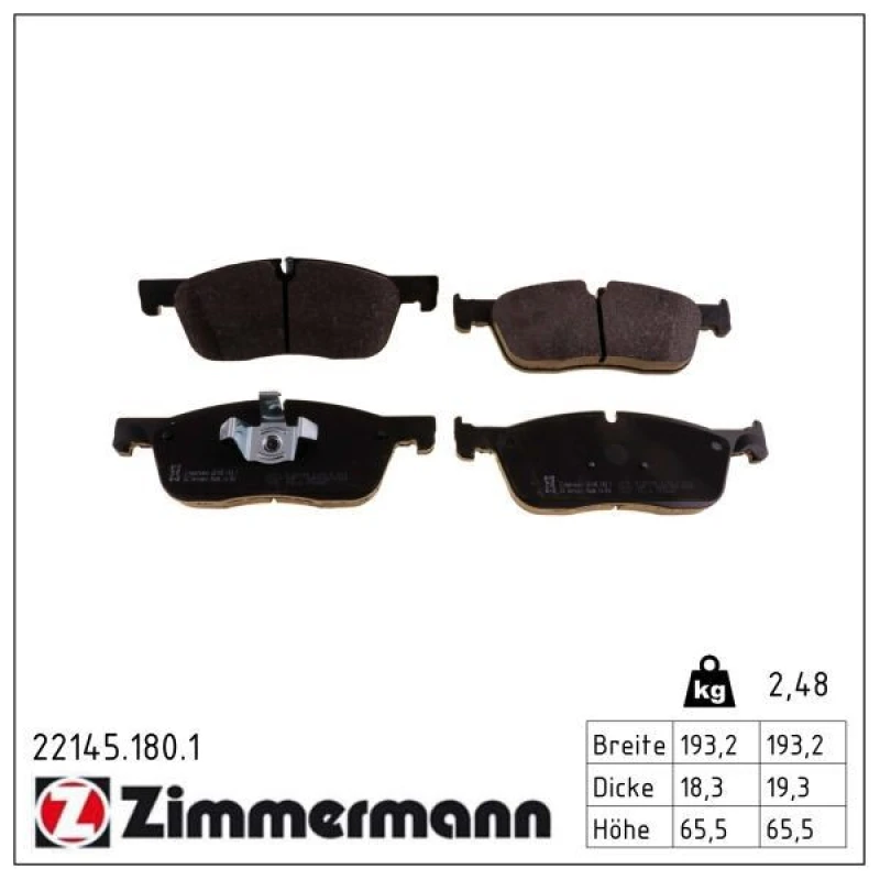 Image of ZIMMERMANN Brake pad set ZIMMERMANN 22145.180.1