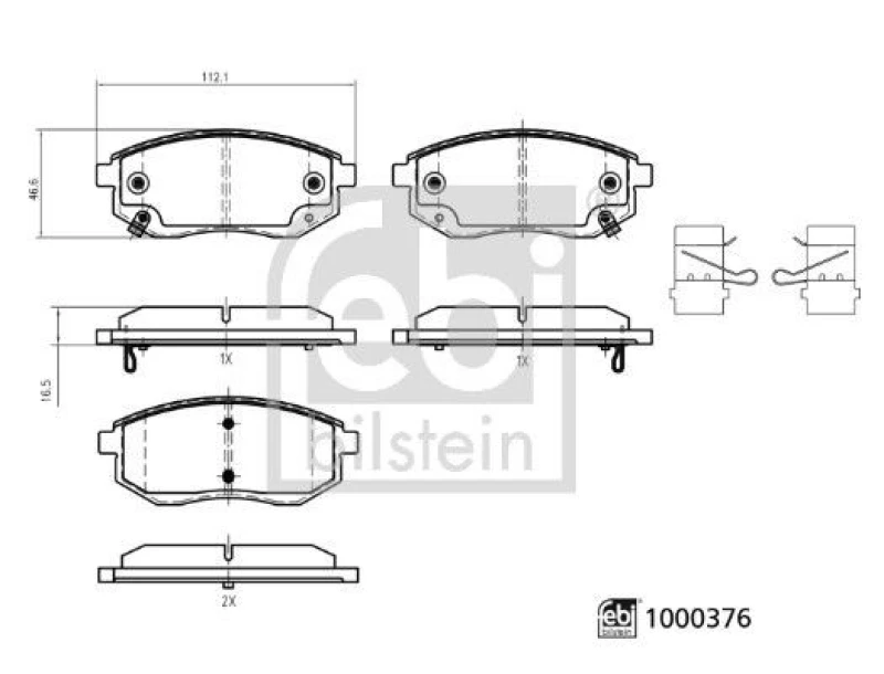 Image of Brake pad set FEBI BILSTEIN 1000376