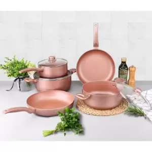 image of Cermalon 5 Pc. Rose Gold Cookware Set With 3 Lids