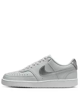 Image of Nike Court Vision Low Next Nature - Grey/Silver , White/Silver, Size 4, Women