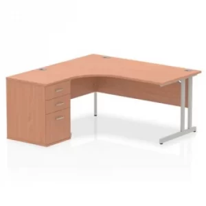 Image of Impulse 1600 Left Hand Cantilever Workstation 600 Pedestal Bundle Beech
