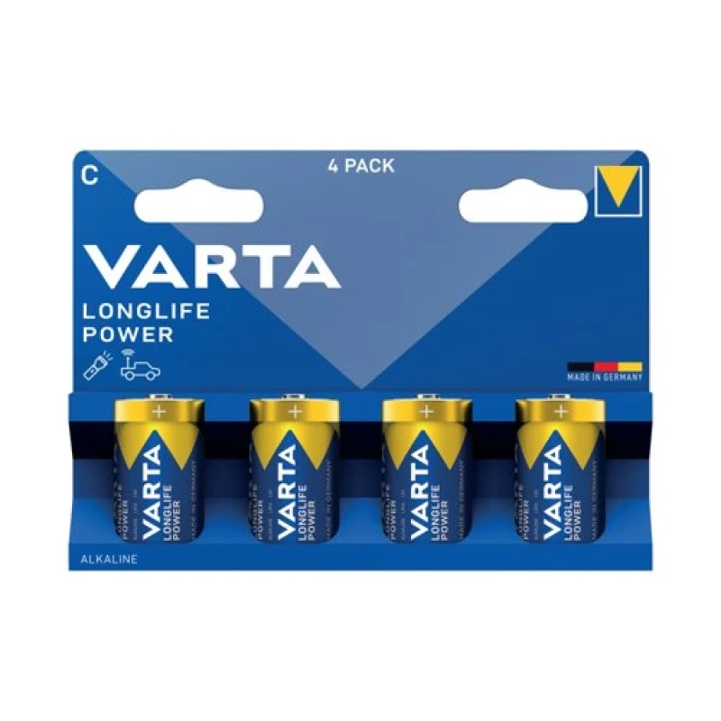 Image of Varta Varta Longlife Power C Alkaline Battery 1.5V (Pack of 4) 4914121424 4914121424