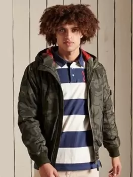 Image of Superdry Hooded Bomber Jacket - Camo Size M Men