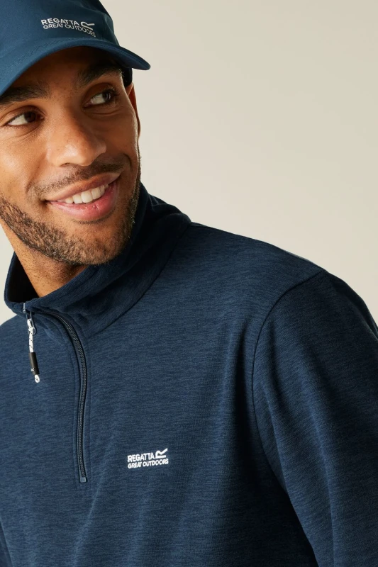 Image of Regatta Regatta Men Thompson Marl Lightweight Half-Zip Fleece in Blue Size: Small Blue S Male 5063516219286