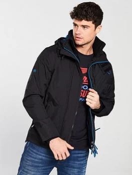 Image of Superdry Zip Front Windcheater Jacket - Black/Super Denby Nb, Size 2XL, Men