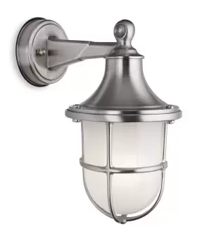 Image of Nautic Outdoor Brass Wall Lantern Nickel Finish IP64, E27