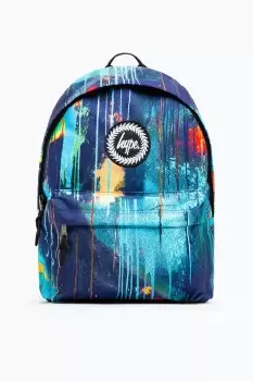 image of HYPE UNISEX TURQUOISE SPRAY DRIPS CREST BACKPACK