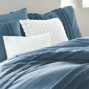 Image of DKNY Chenille Stripe Super Kingsize Duvet Cover, Denim